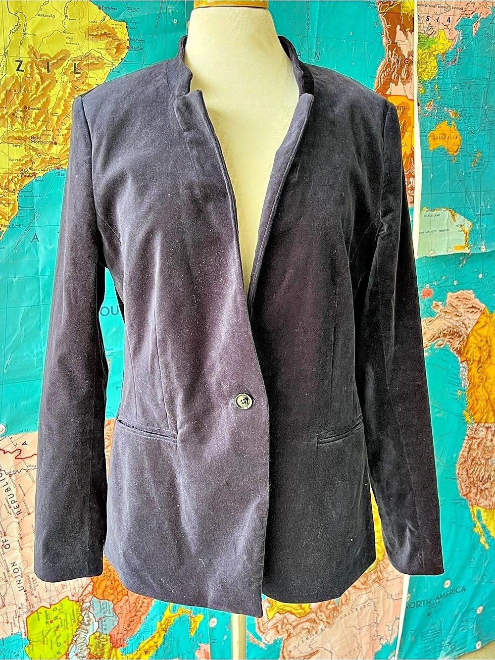 Banana Republic Velvet Blazer in Black Size 16